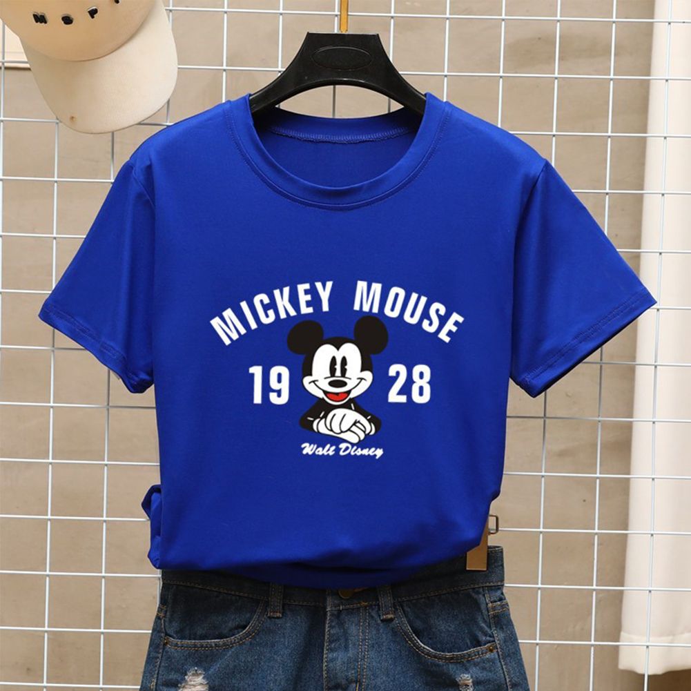 Men Women -shirt ops Cartoon Mouse Short Sleeve Crew Neck Loose Couple Student Pullover