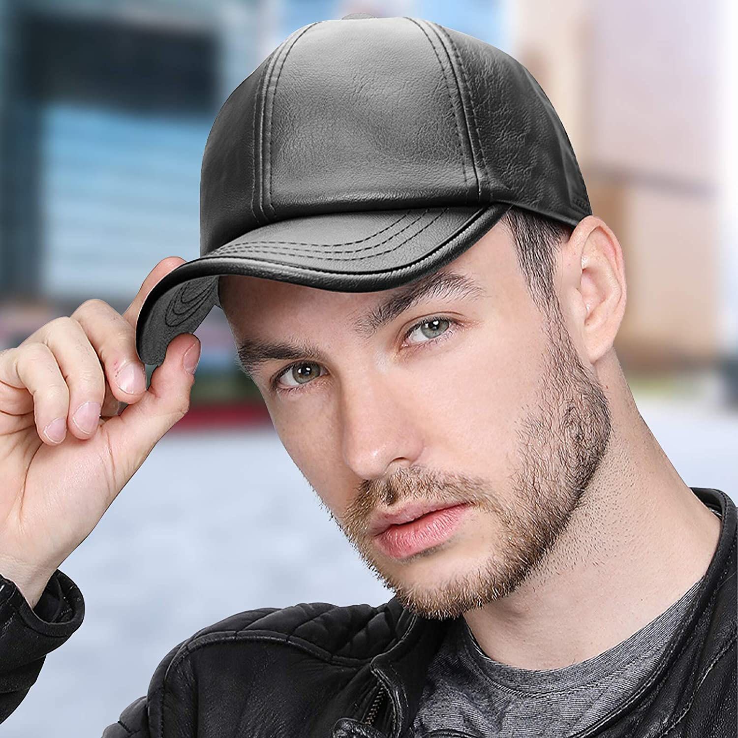 Leather Black Baseball Cap