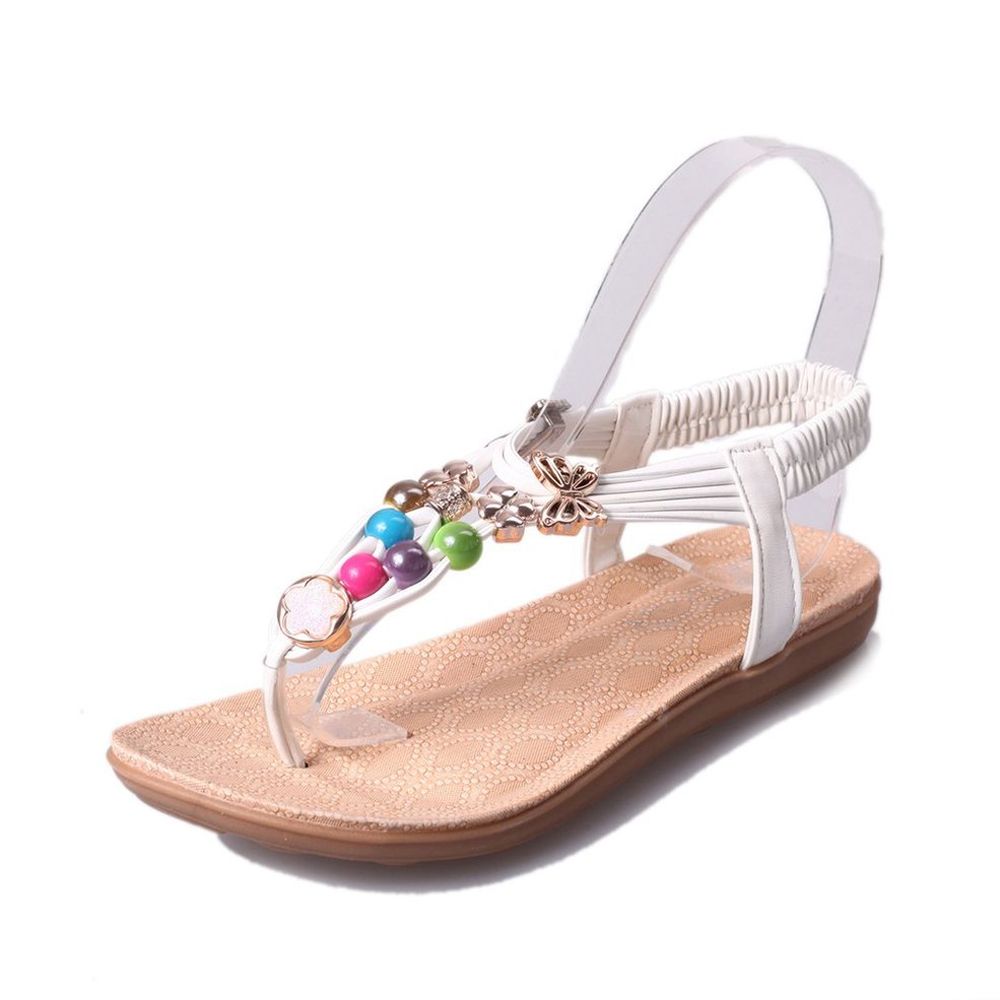 Summer Fashion Sandals Female Beaded Bohemian Wedge With Toe SandalsBlack37