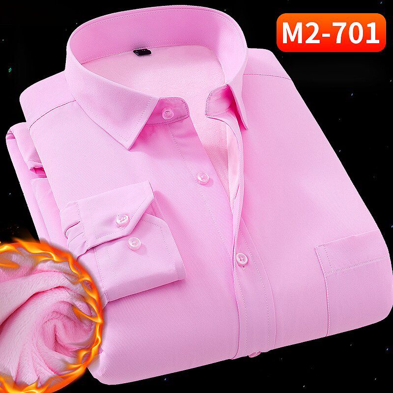Warm Winter Shirts Men  Plus Velvet Shirt Man  Business Dress Camisas Korean Slim Solid Color Big Size 8XL 7XL 6XL