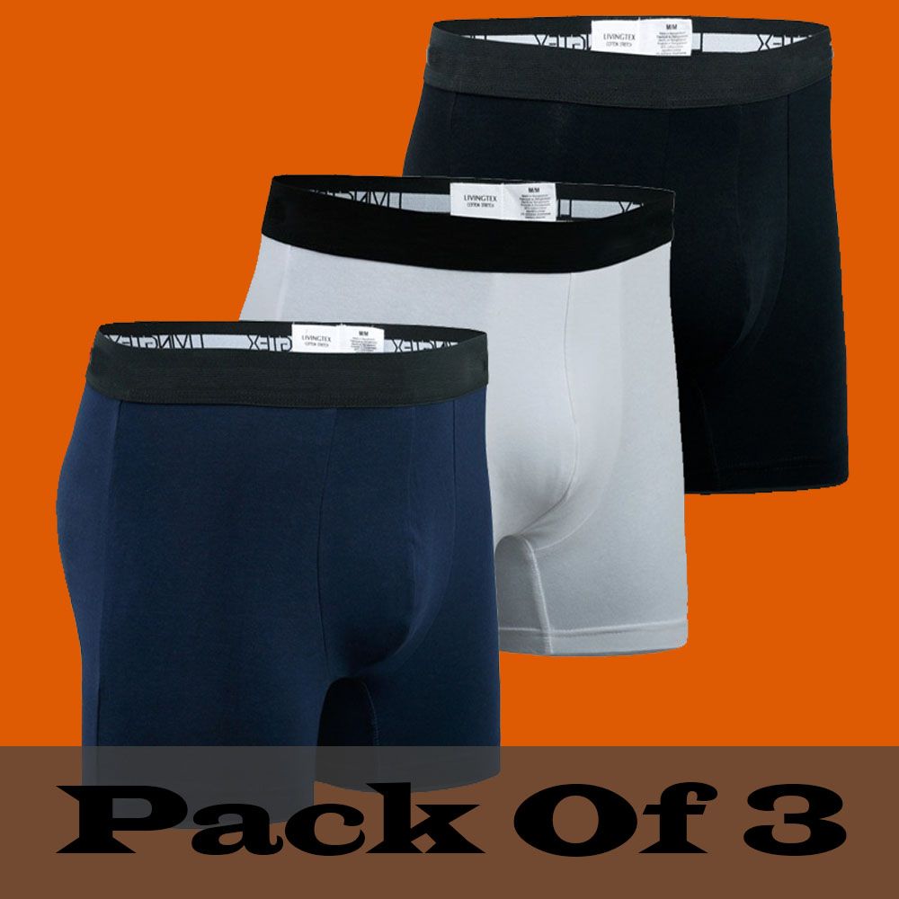 Pack of 3 100% Cotton Underwear Boxer For Men