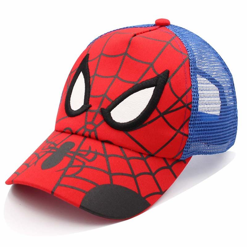 Embroidery Children Baseball Spider Sun Hat Mesh Cartoon Adjustable Hip-hop Caps Breathable Summer Outdoor Child Hats