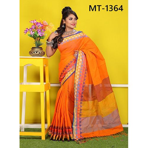 Multicolor Cotton Saree with Blouse Piece for Women (from Tangail)