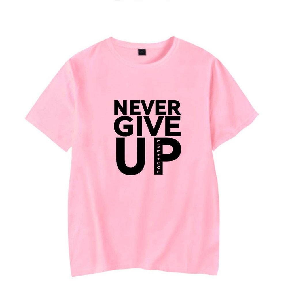 Men Women Summer Casual NEVER IVE UP Letter Printing Short Sleeve Loose -shirt