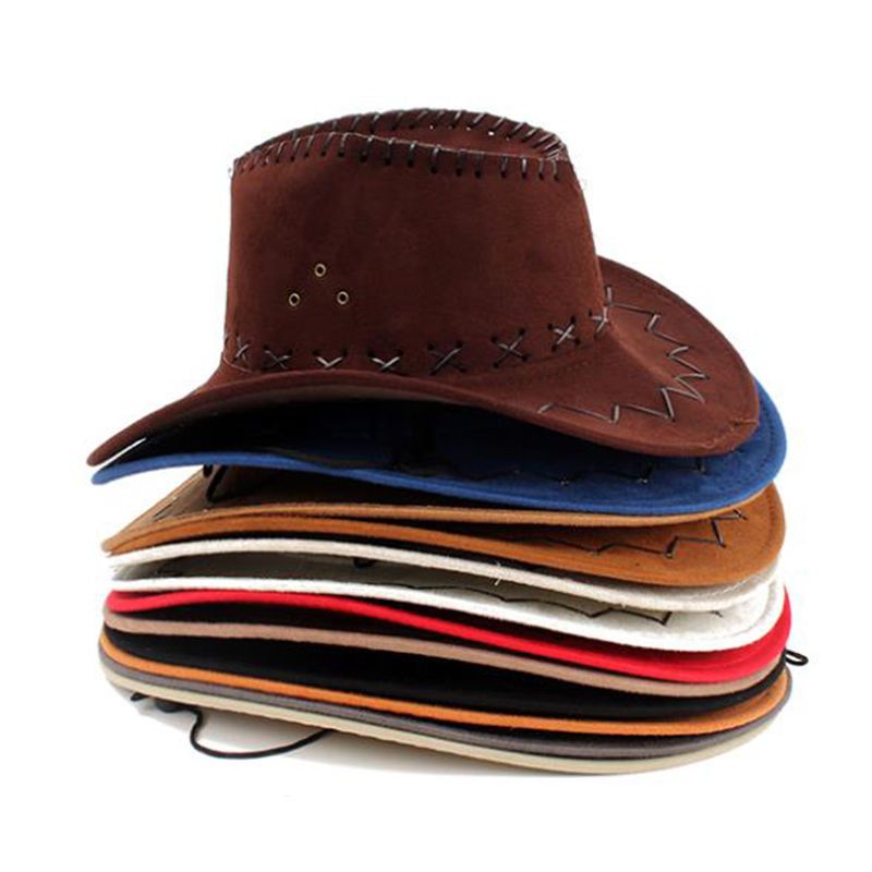 Fashion Sun Hat Faux Leather Cowboy Hat Men and Women Travel Caps Fashion Western Chapeu Cowboy