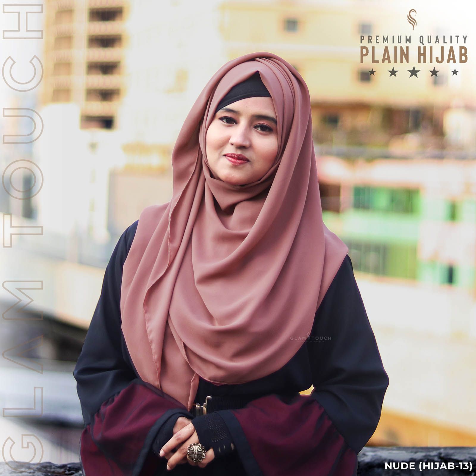 Glam Touch - Premium Quality Full Coverage (80x30) Diamond Georgette Hijab - Available in 30+ Color
