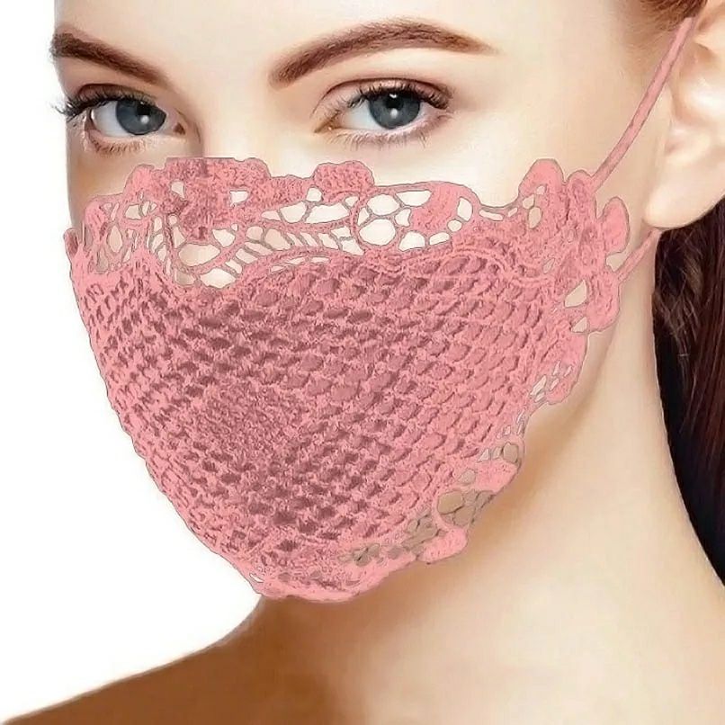 Multi washable Delicate Lace Cycling Mouth Face Masque Comfortable Outdoor Breathing Fashion Earloop Pink