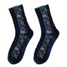 Vintage Women Autumn Winter Warm Floral Patternddle Tube Stretch Cotton Socks