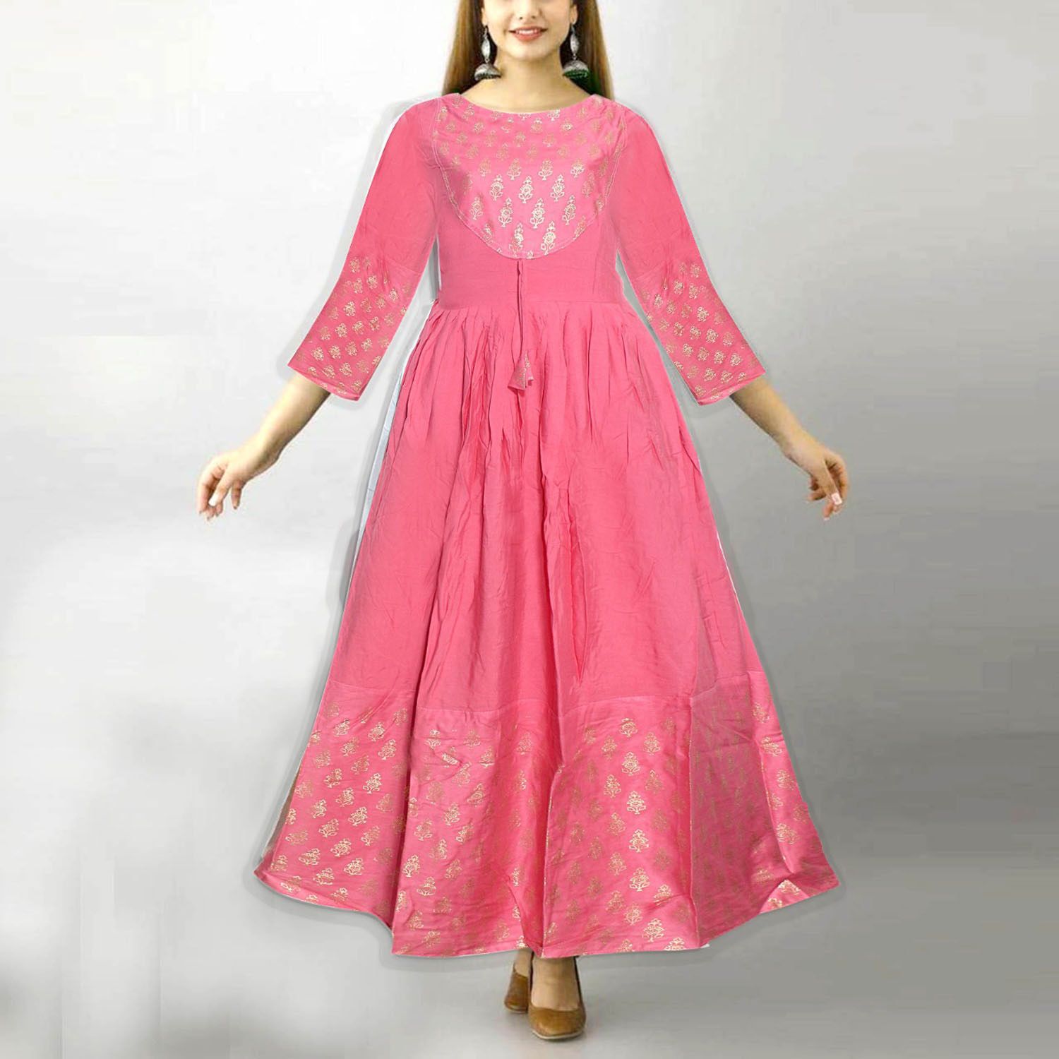 New Latest Designed, High Quality lilen Fabric, Exclusive, Fashionable, Stylish and Comfortable, Gown one pcs for Women