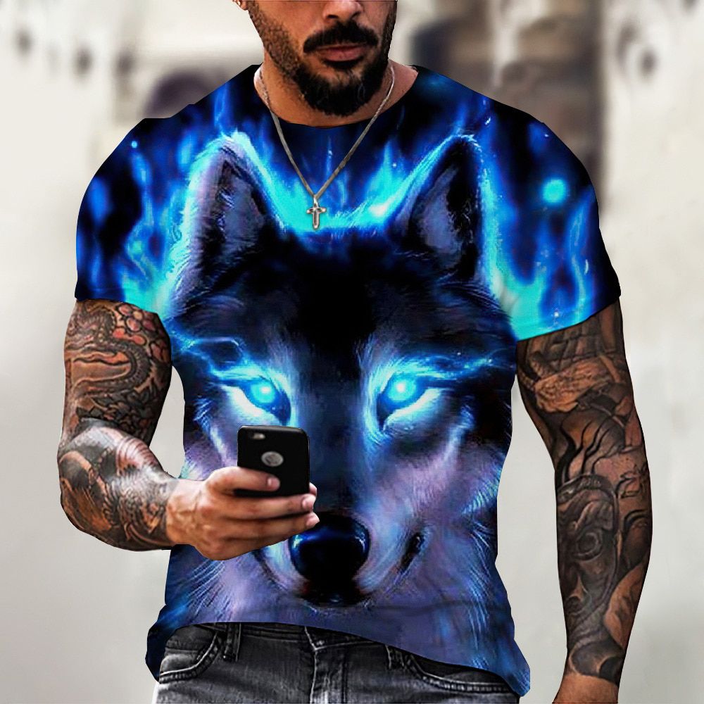 Lovers Wolf Printed T Shirts Men 3D T-shirts Drop STop Tee Short Sleeve Camiseta Round Neck Tshirt Fashion Casual Brand