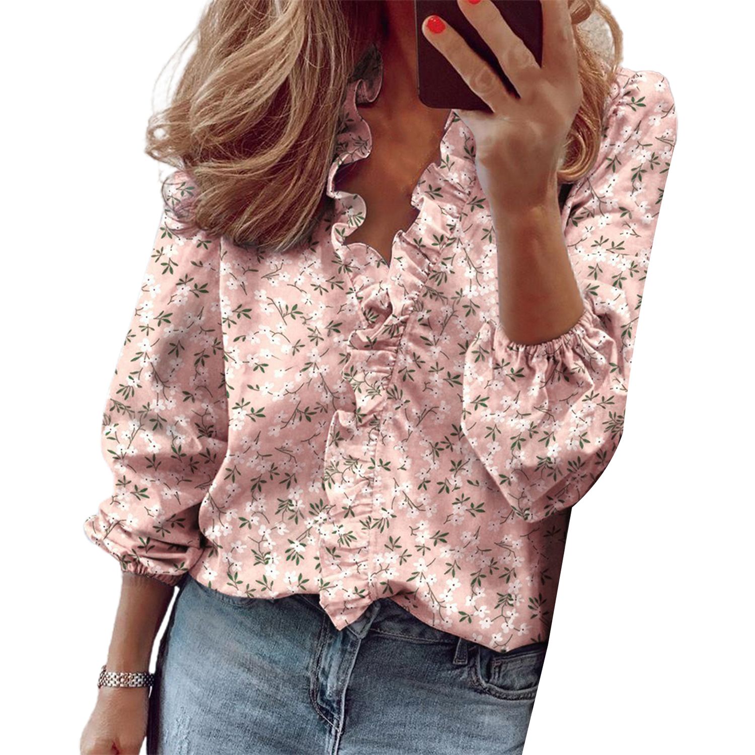 Casual Shirt Simple Floral Print Casual Office Top