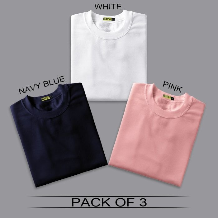Combo Pack Of 3 Half Sleeve Cotton T-Shirt. - Tshirt For Men - T Shirt For Man - T Shirt For Man - T Shirt For Man