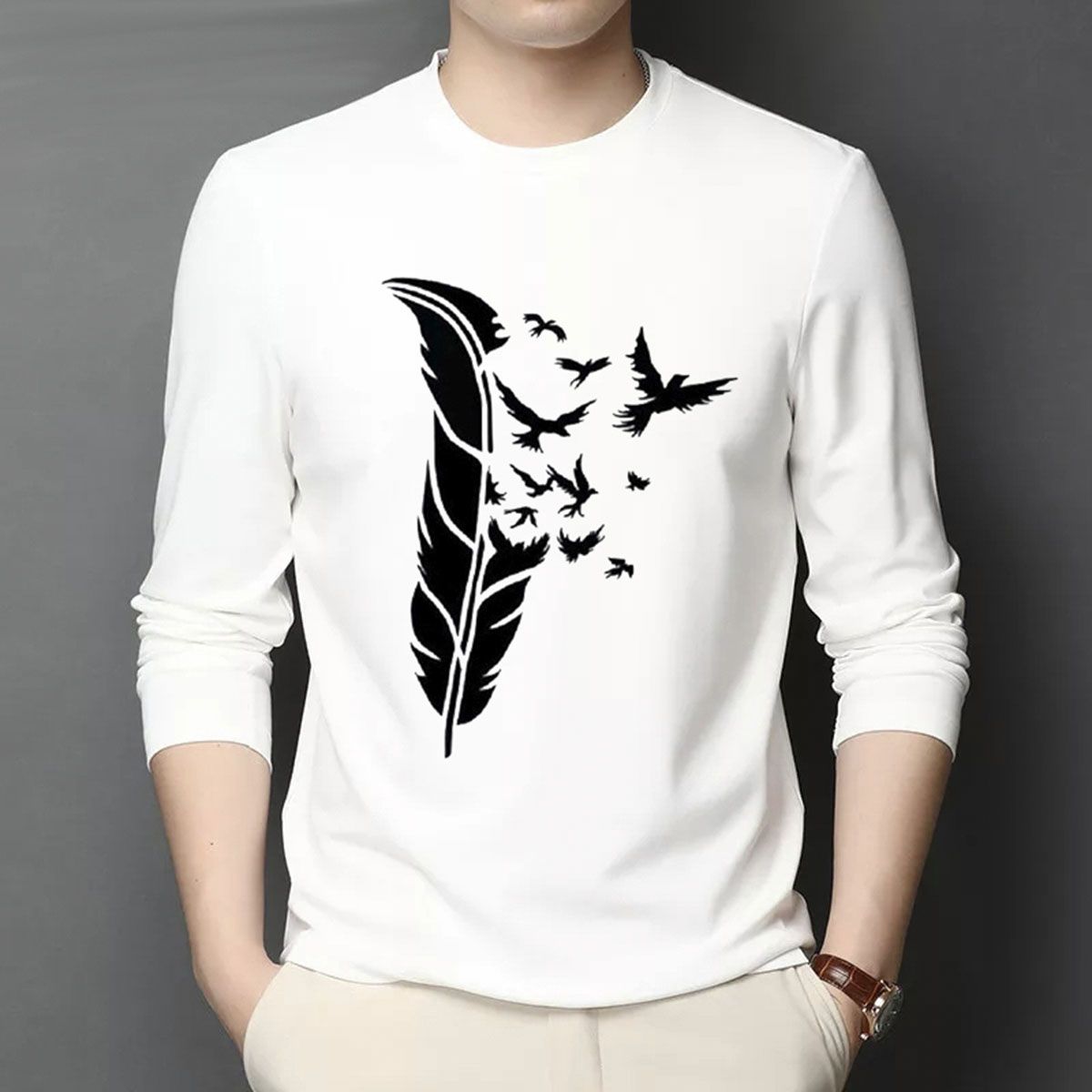 Menz Stylish  2023 summer new  casual Full Sleeve t shirt - T Shirt For Man - T Shirt For Man - T Shirt For Man