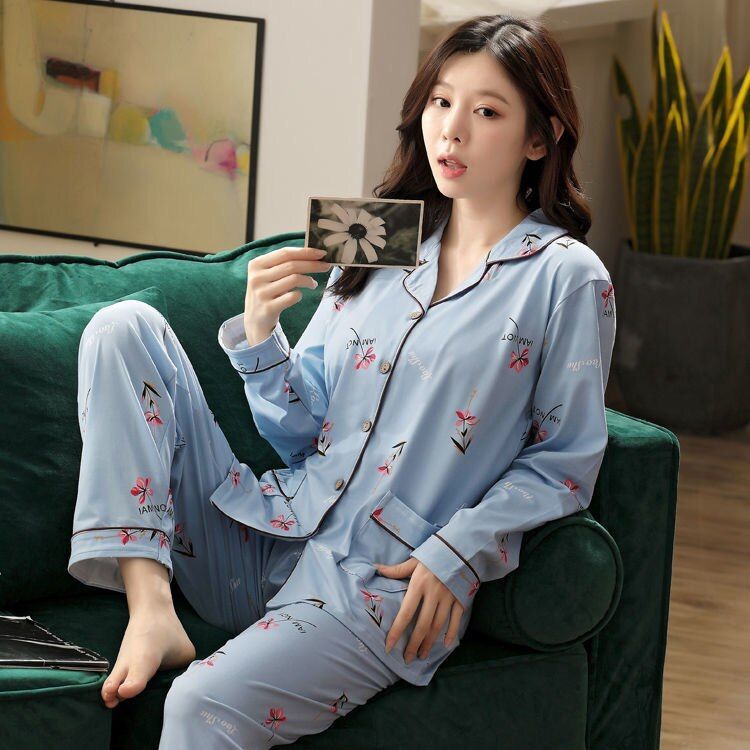 Spring 5XL 7XL Long-Sleeved Pajamas Women's Plus Size Sleepwear Nightwear Women's Home Clothes Casual Nightgown Pyjama Homewear