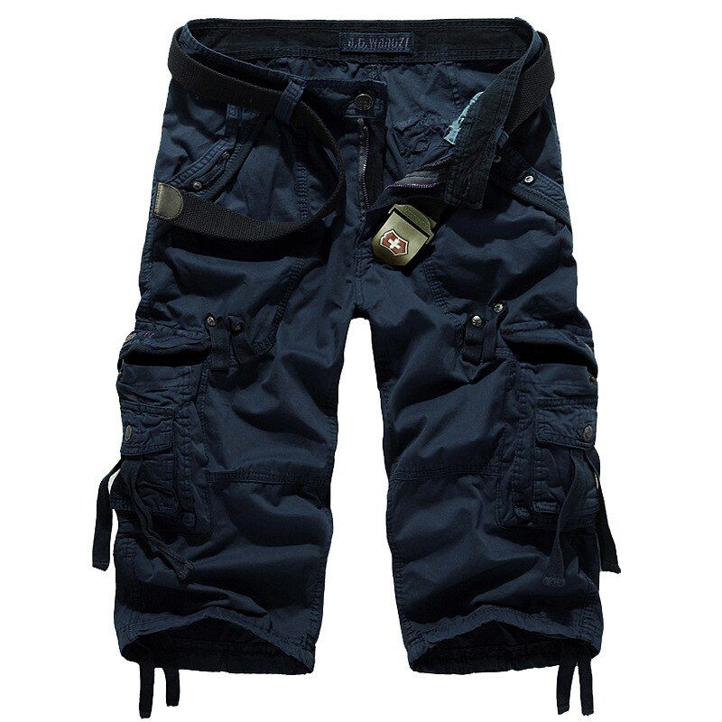 High Quality Mens Cargo Cropped Pants Pure Cotton Oversize Multipocket Streetwear Casual Tooling Capri Pants Men Trousers