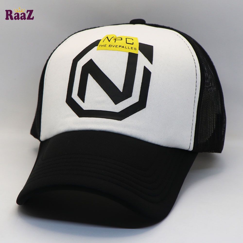 White Front Black NPC Printed Logo Foam Net Cap