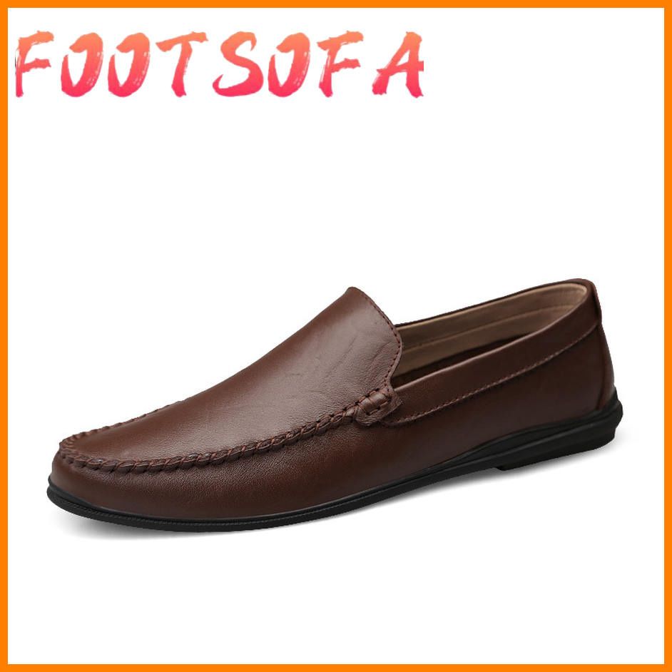 Men's Moccasins Summer Man Leather Shoes Slipons Male Boat Shoe Flat Casual Loafers Breathable