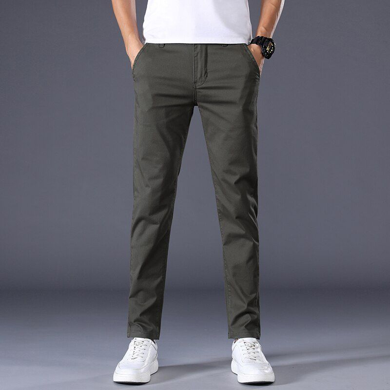 7 Colors Men's Classic Solid Color Summer Thin Casual Pants Business Fashion Stretch Cotton Slim Trousers Male