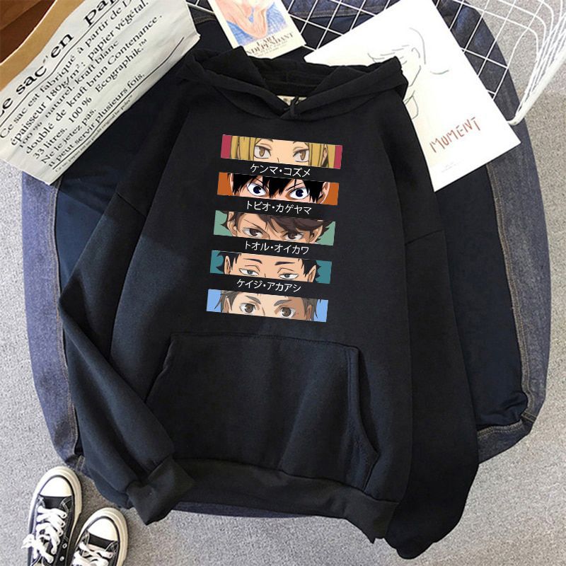 Japanese Anime Haikyuu Hoodies Men Funny Karasuno Fly High Graphic Streetwear Winter Warm Fashion Unisex Sweatshirts Male