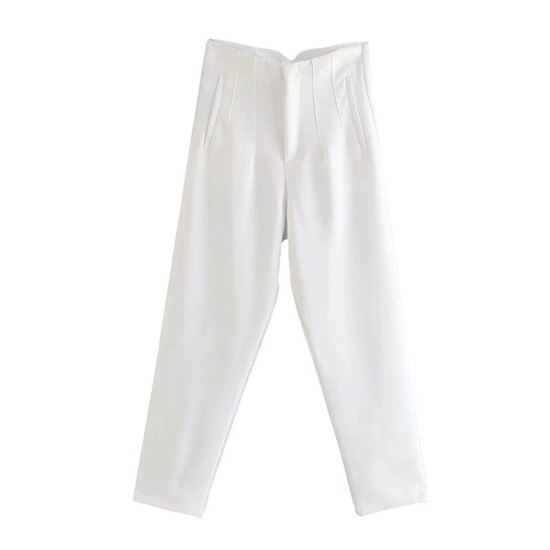 Za Woman White Pants Women's Summer Trousers Beige High Waist Pants Pink Office Trouser Fashion Button Up Black Pant