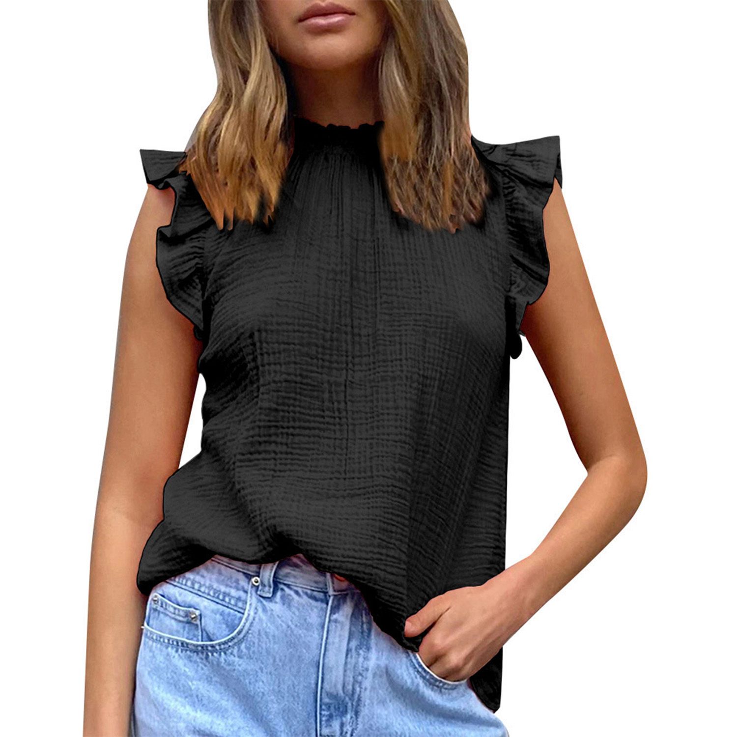 Vest Top Loose Loose-fitting Crew Neck Vest Top