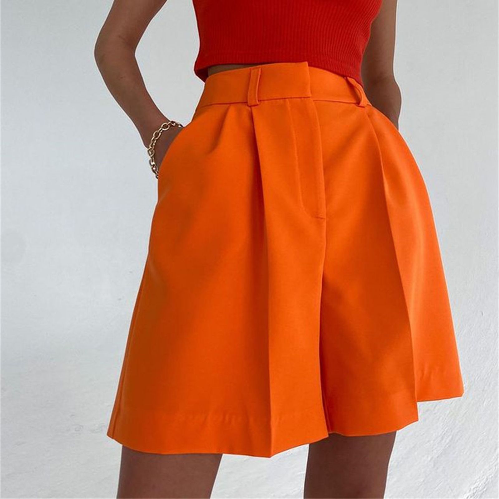 Short Trousers Straight Loose-fitting Pockets Short Pants