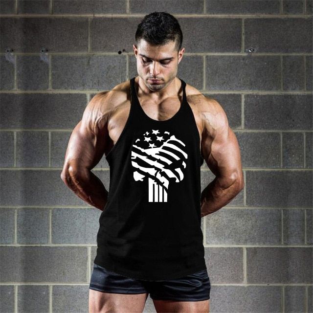 Skull New Men Tatop Gyms Workout Fitness Bodybuilding sleeveless shirt Male Cotton clothing Casual Singlet vest Undershirt