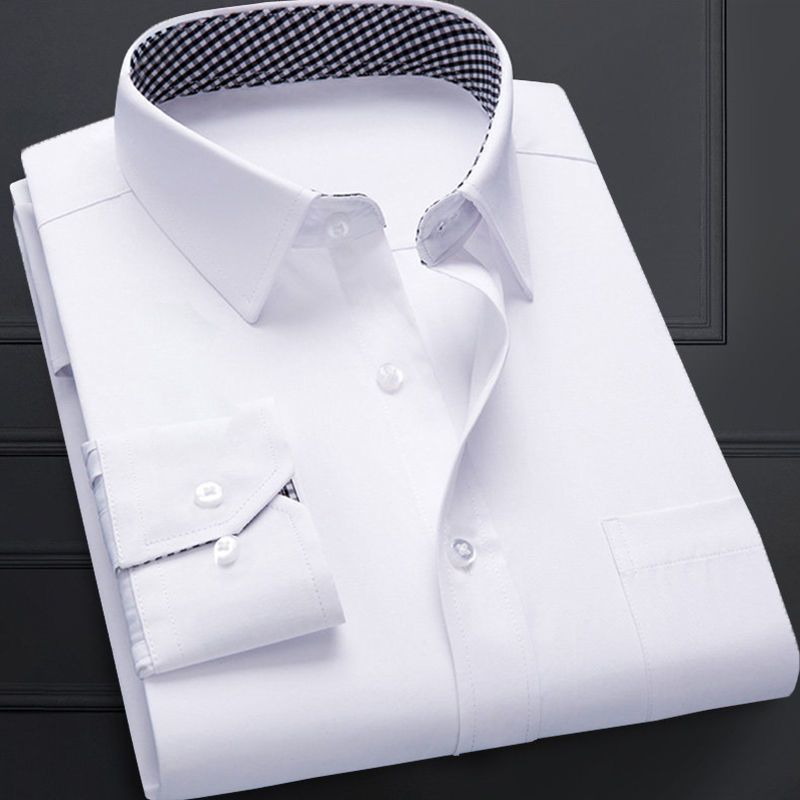 White Men Shirts Long Sleeve Solid Color Slim Fit Business Dress Shirts Short Sleeve Non Iron Anti Wrinkle Top Oversized Shirt