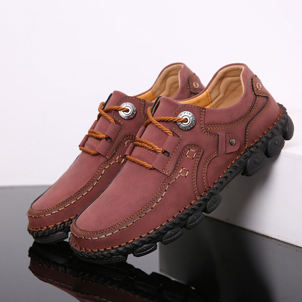 Men Handmade Leather Shoes Non Slip Wearable Soft Sole Casual Shoes