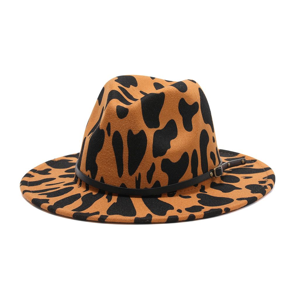 2020 women winter fedora hats fashion Flat wide Brim Wool Felt Jazz Milk pattern Hats for men goth top vintage wedding Hat