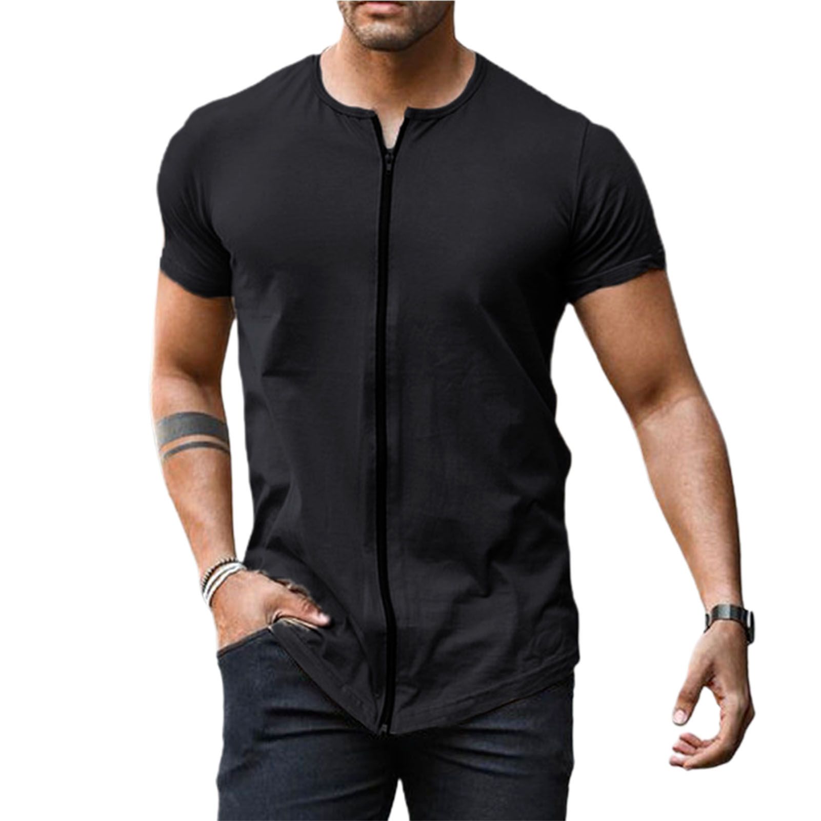 Men T-shirt Thin Crew Neck Summer T-shirt