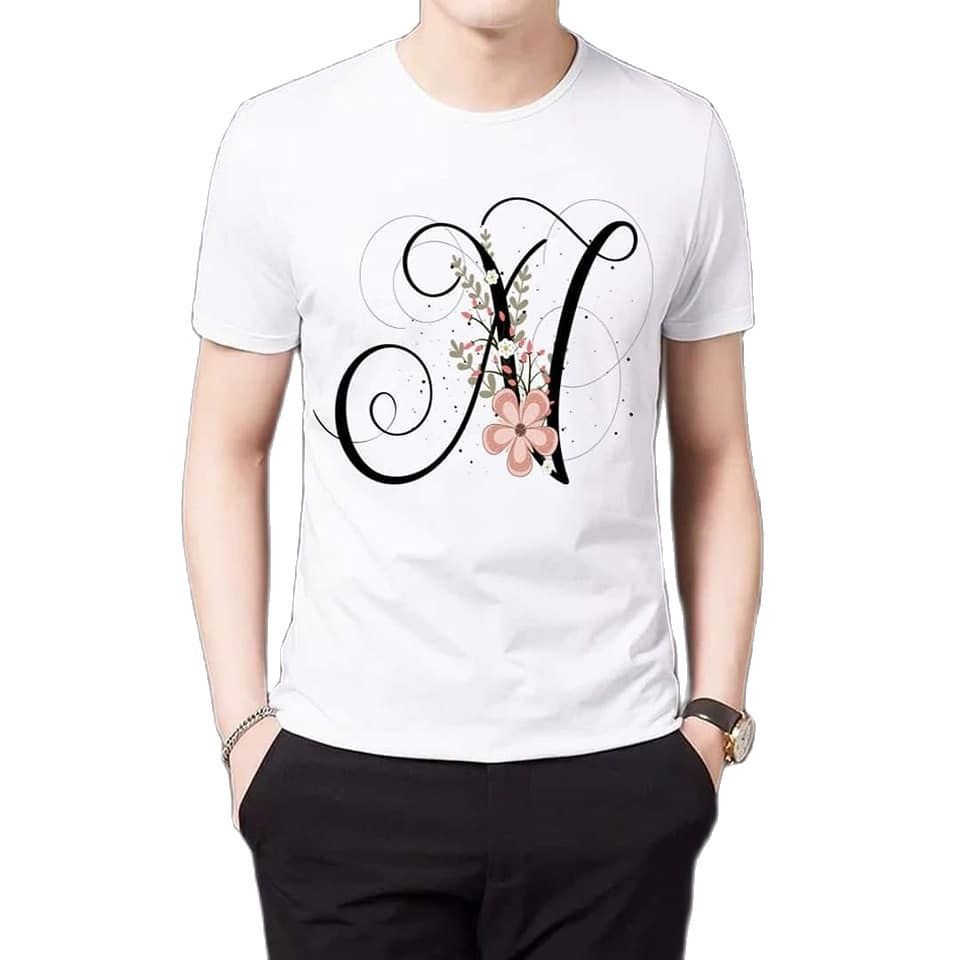 Floral Alphabet Letter "N" T-Shirt for Men's - T Shirt For Man - T Shirt - T Shirt For Man - T Sirt
