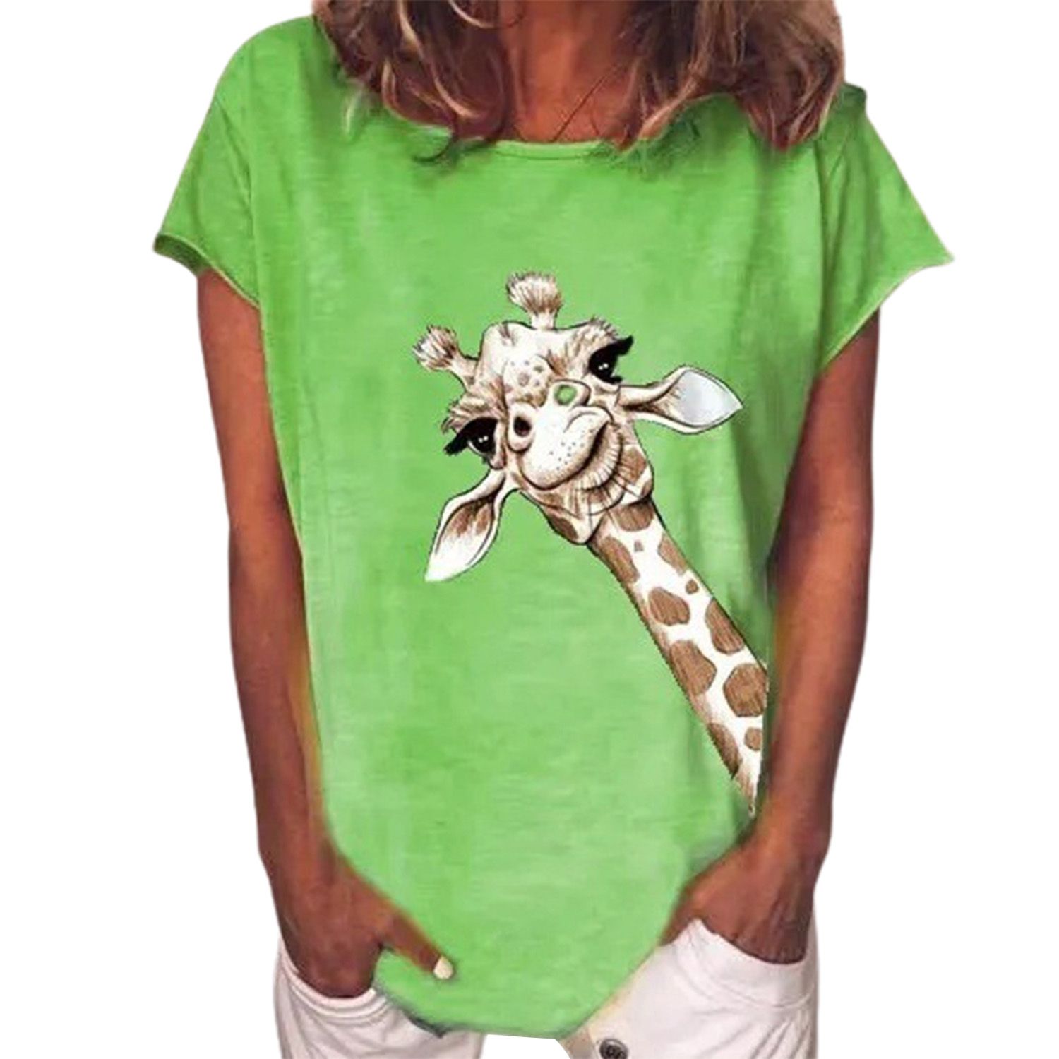 Women Top Comforle Wrinkle-free Giraffe Pattern Women Blouse