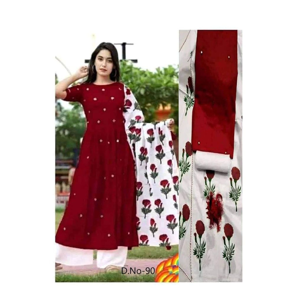 Unstitched Cotton Screen Printed Salwar Kameez for Women ( সুতি ৩ পিস)