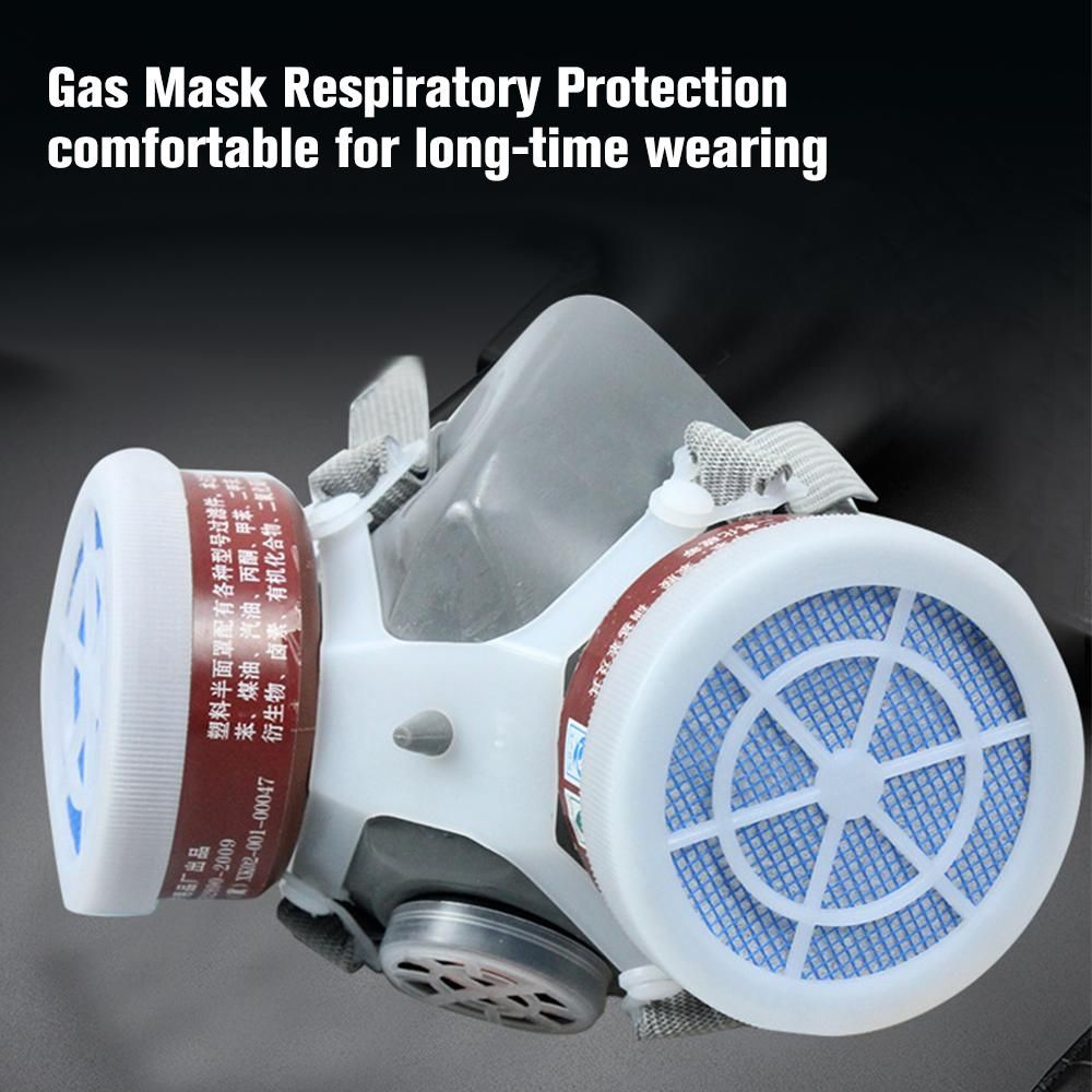 Gas Mask Respiratory Protection Respirator Mask with Dual Filter Fans Half Face Paint Organic Vapor Chemical Dustproof Pesticides Respirator