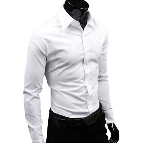 Smaller Size Business Shirts Men Solid Color Long Sleeve Buttons Down Slim Cotton Shirt Formal Blazer Shirts ropa hombre Рубашки