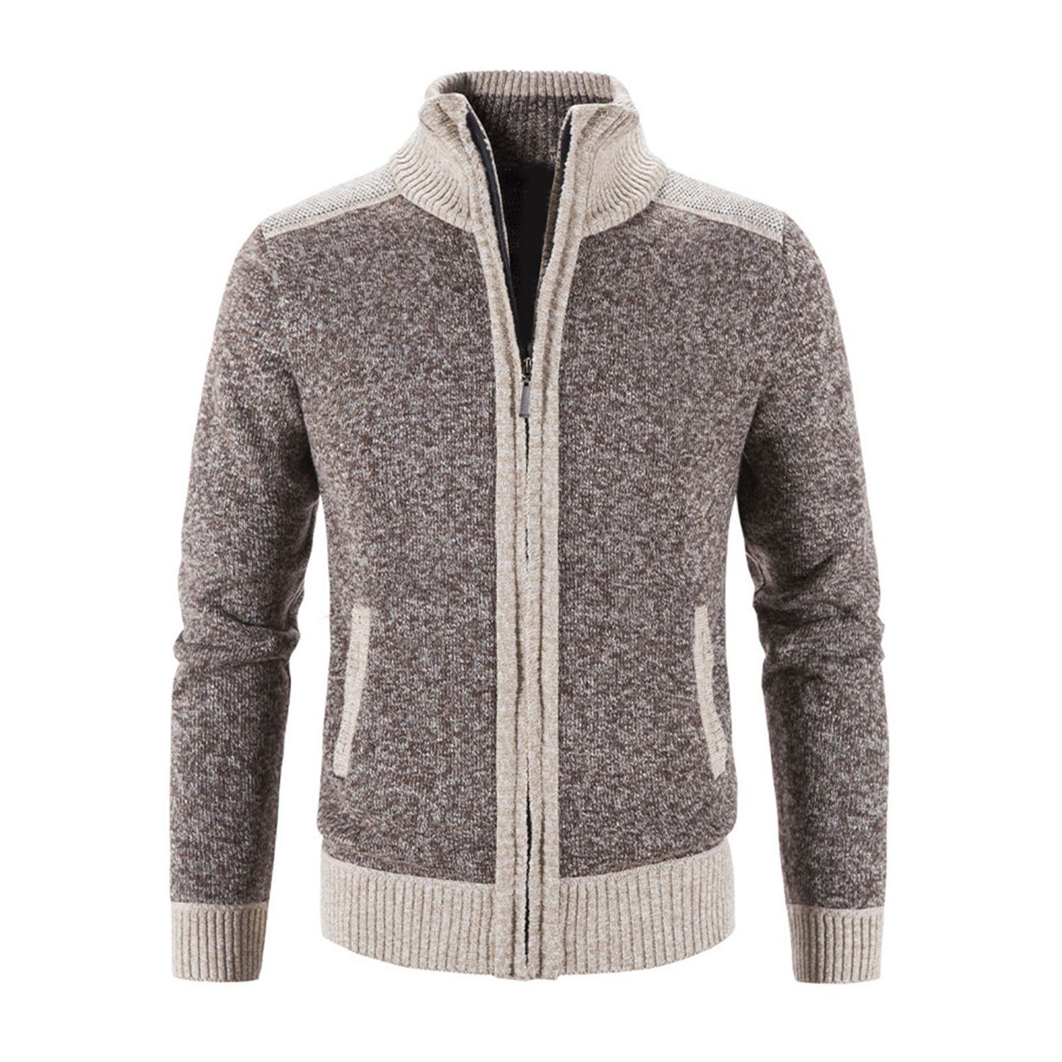 Cardigan Sweater Ribbing Hem Causal Male Sweater Cardigan Jacket