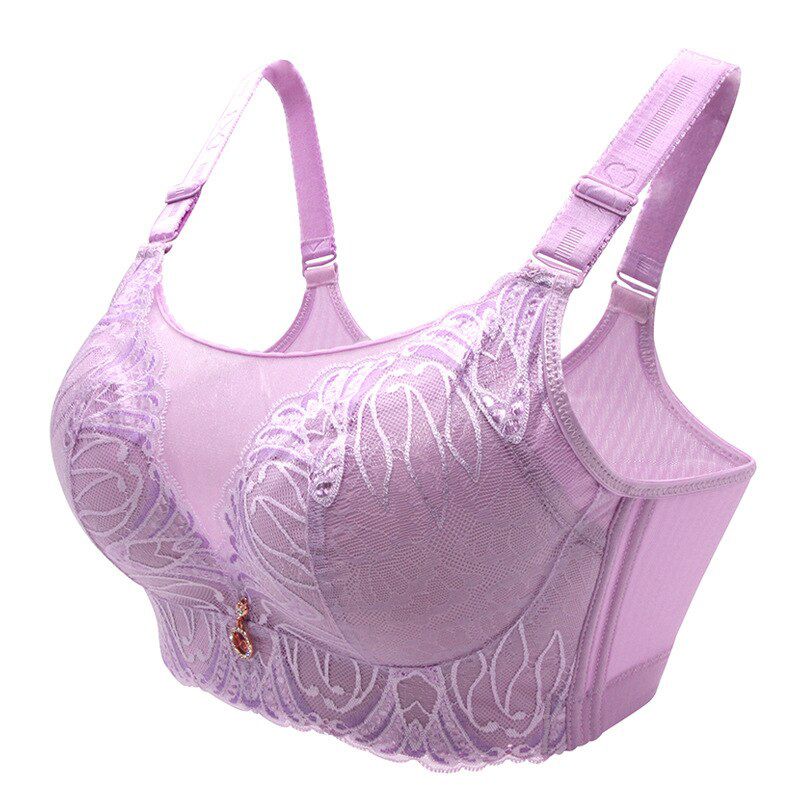 underwear womenThin cotton cup lace size underwear Fat MM 200 kg  Puncture Large cup bra without steel bra lingerie femme