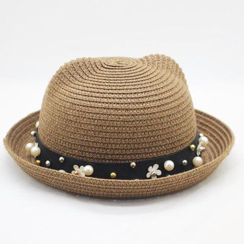 2018 Brand Baby Sun Cap Summer Children Ears Decoration Beach Hat Girls Boy Pink Sun Straw Hat Bones Chapeau
