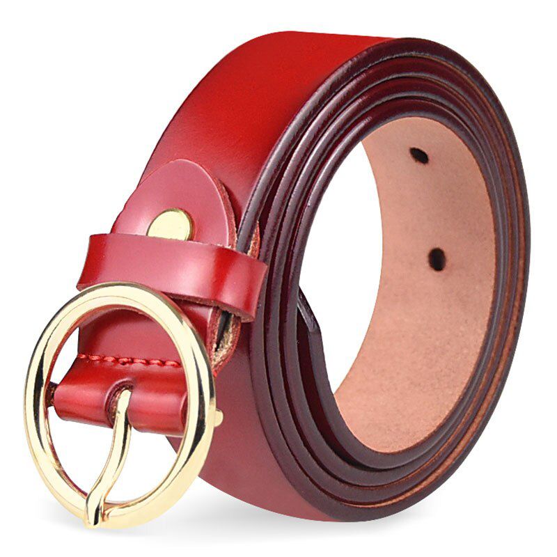 DICIHAYA Female The classic retro fashion all-match leather belt light body paint round buckle belt simple Circle Pin Buckle
