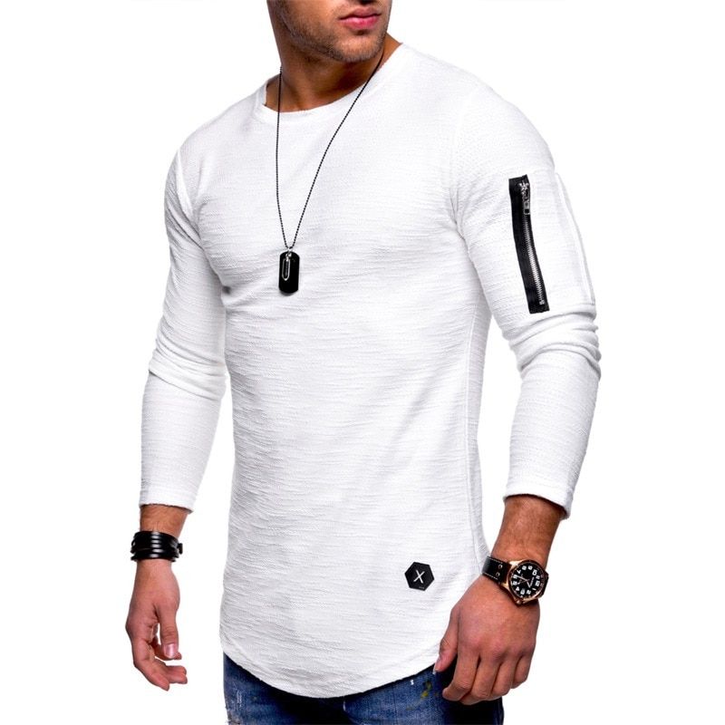 Men Personality Casual T-shirt Slim Fit T-shirt Spring Fashion Tops O-neck Long-sleeved T-shirt Camisa Masculina