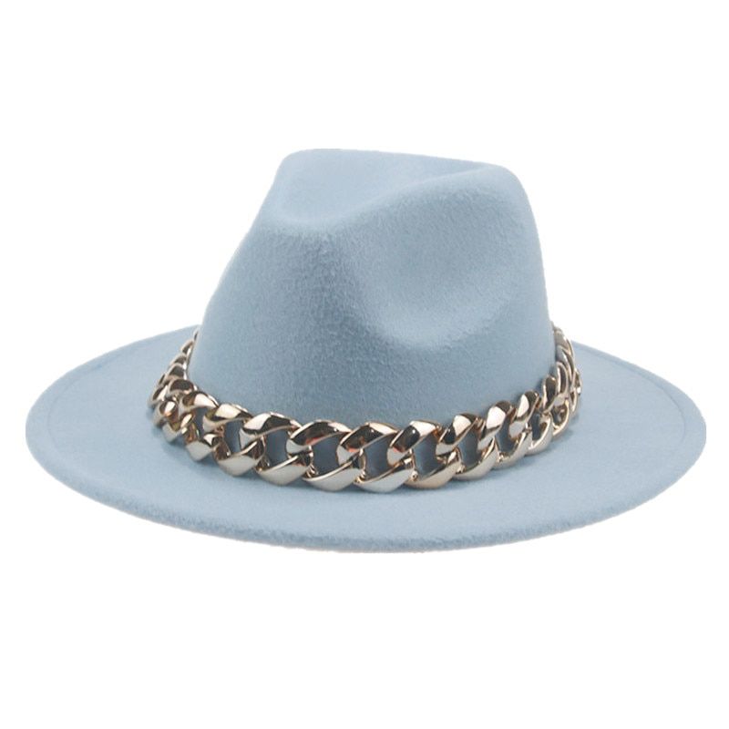 Women Hat Luxury Wide Brim Thick Chain fascinator Beige Hats for Men Women Panama Cowboy Hat Fedora Hats Sombrero Hombre