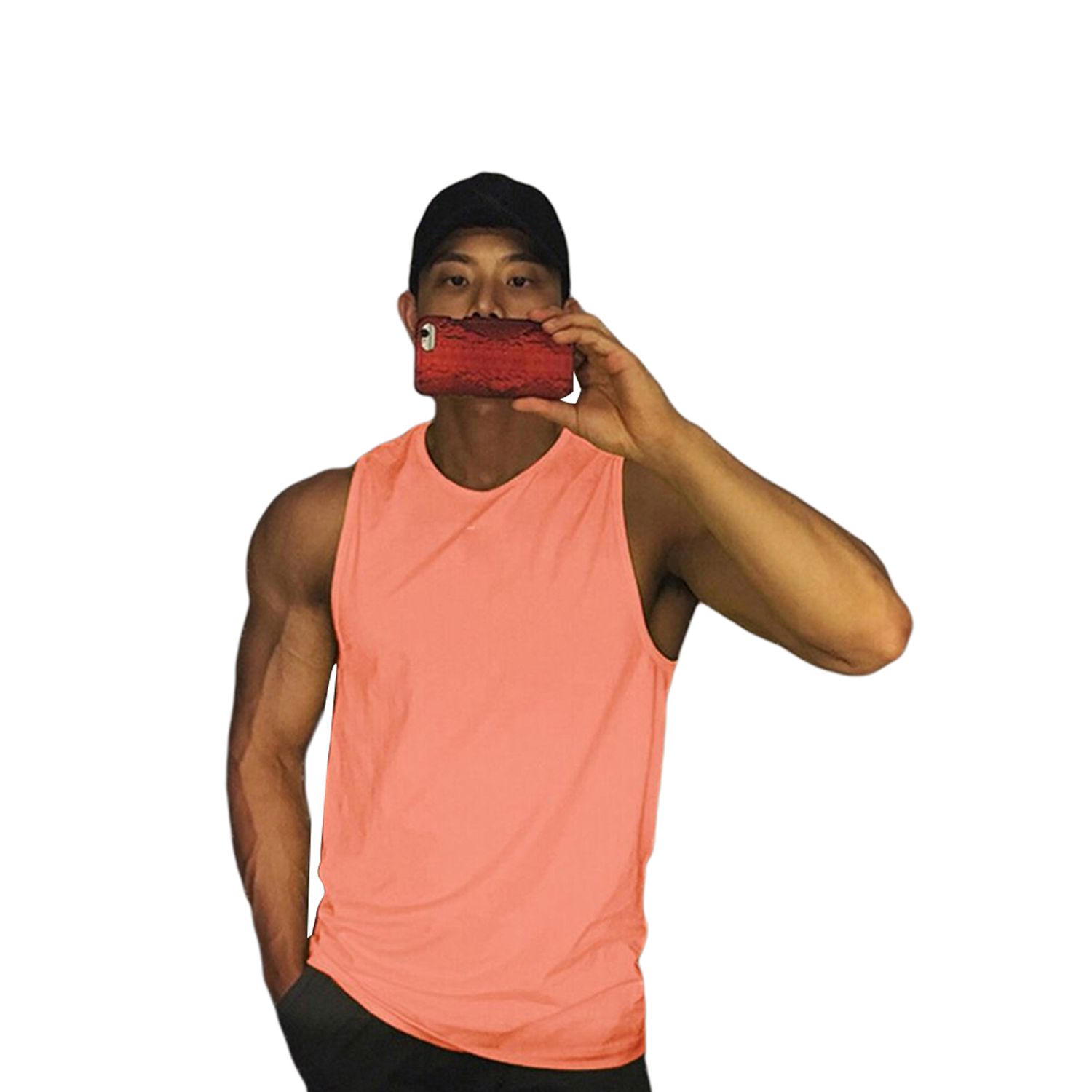 2021 Men’s Summer Solid Color Vest Top Casual Round Neck Loose Breathable Quick-drying Sports T-shirt