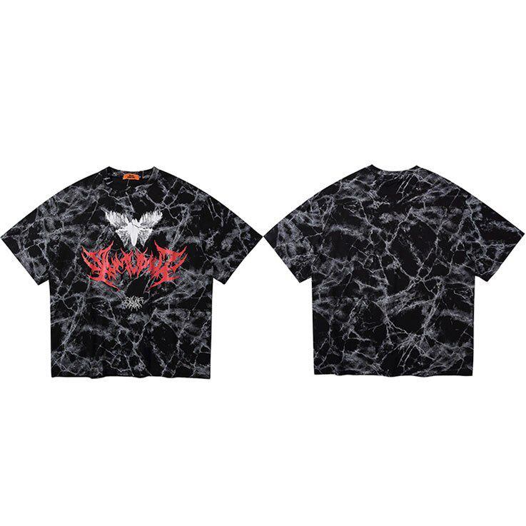 Hop T Shirt Men Streetwear Oversize Dark Style Tshirt Short Sleeve Cotton Loose T-Shirt Summer Clothes Street Wear New