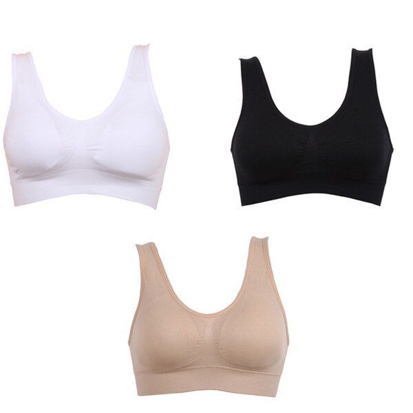 ZYSK 3pcs/set  Bras Women Seamless Padded Push Up Bra Plus Size XXXL Underwear Wireless Sports Bra for Gym Black White Skin