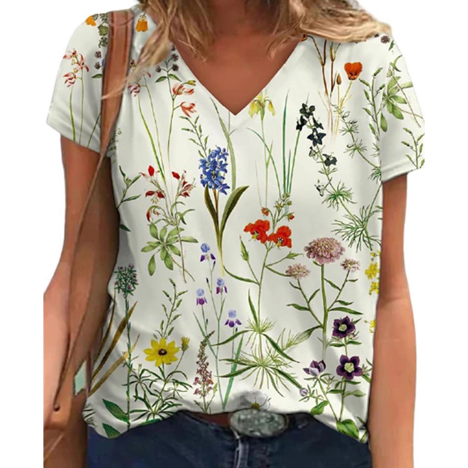 Women T-shirt Fashionable Blk We Ink Flower Pattern T-shirt