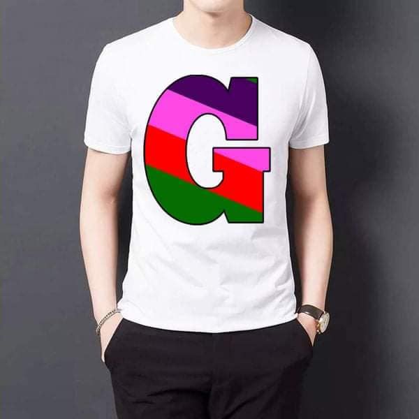 Four Colors Alphabet Letters A to Z White T-Shirt For Men's - T Shirt For Man