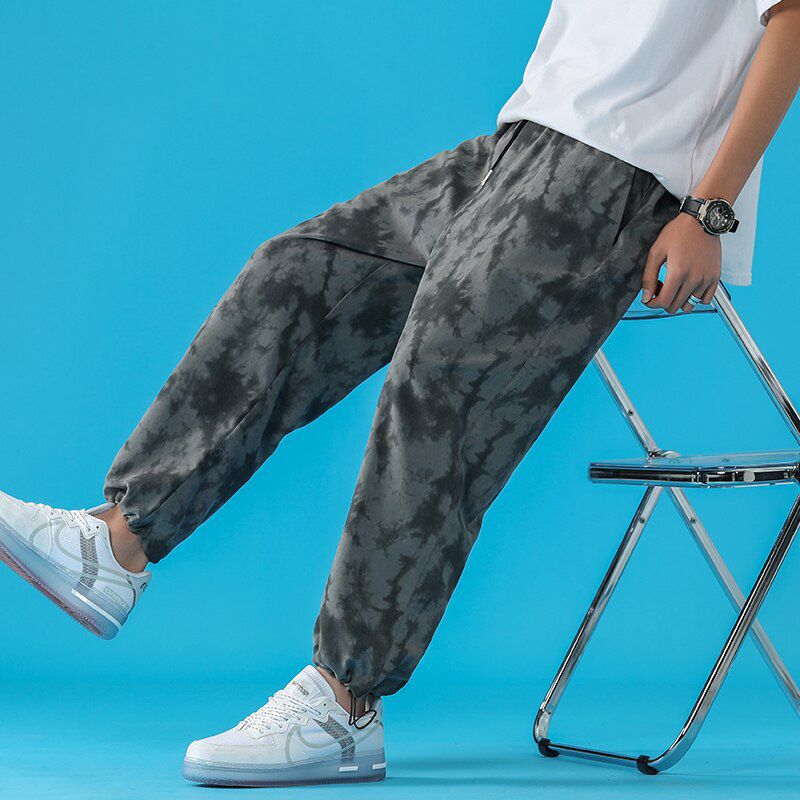 Hop Tie Dye Pants Men Casual Oversize Retro Pants Men's Straight Trousers Kan Streetwear Vintage Male Clothing 3XL
