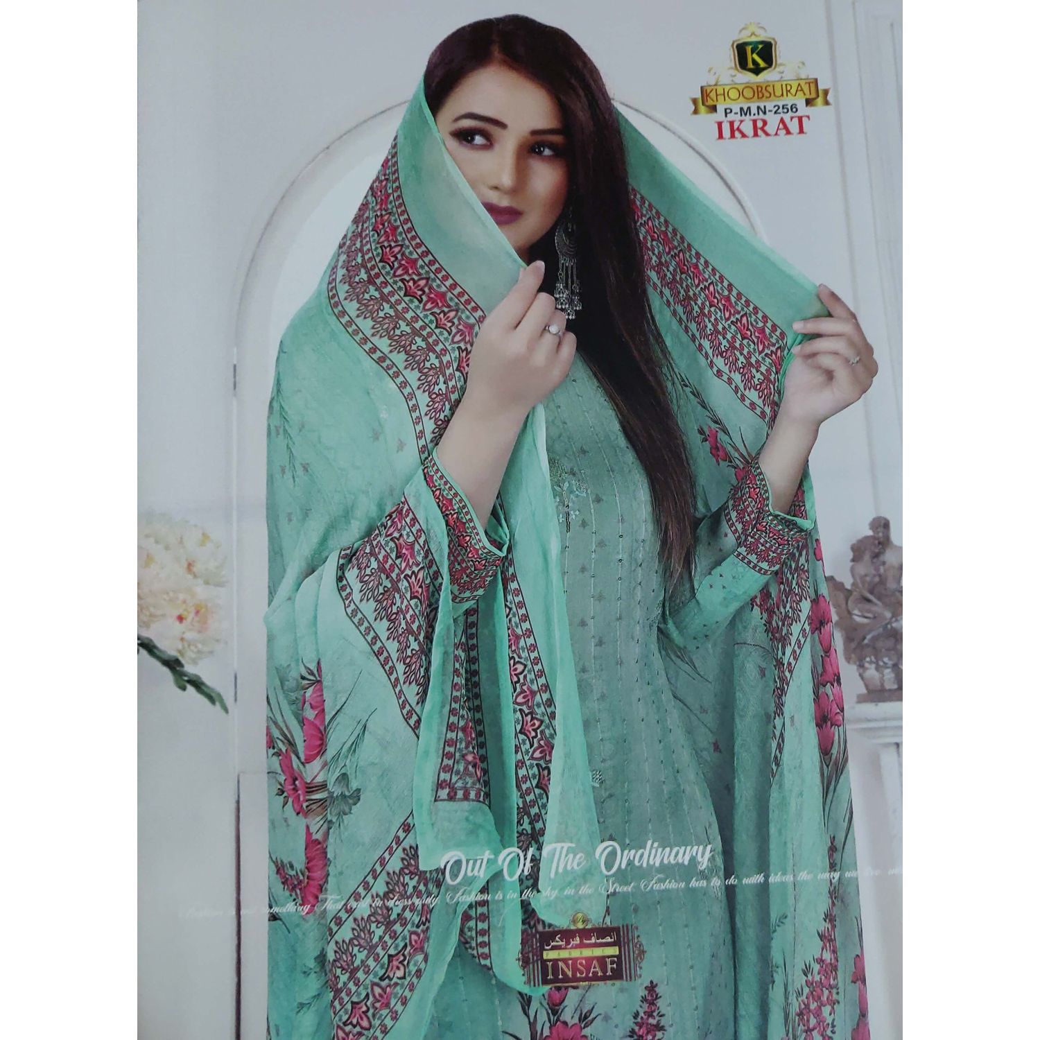 Khoobsurat Luxury Chiffon P-M.N-256 Pakistani Dress Three Piece Unstitched luxury chiffon D-9622 Pakistani Dress Three Piece Unstitched
