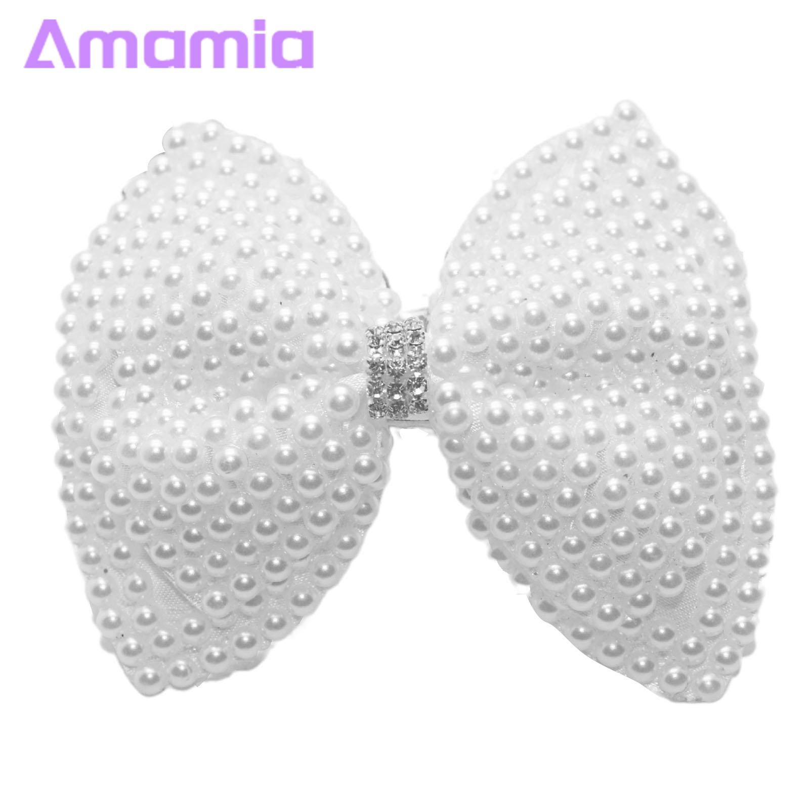 Girls Hair Pin Decorative White Faux Pearls Decor Hair Clip